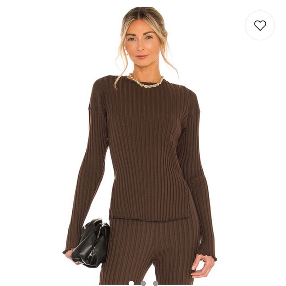 Brown Ribbed Long Sleeve